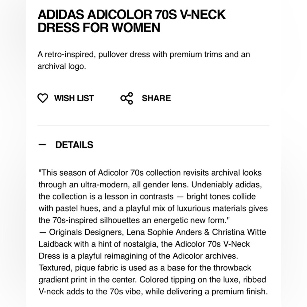 Nwt; ADIDAS ADICOLOR 70S V-NECK DRESS 🔸 - Picture 12 of 14